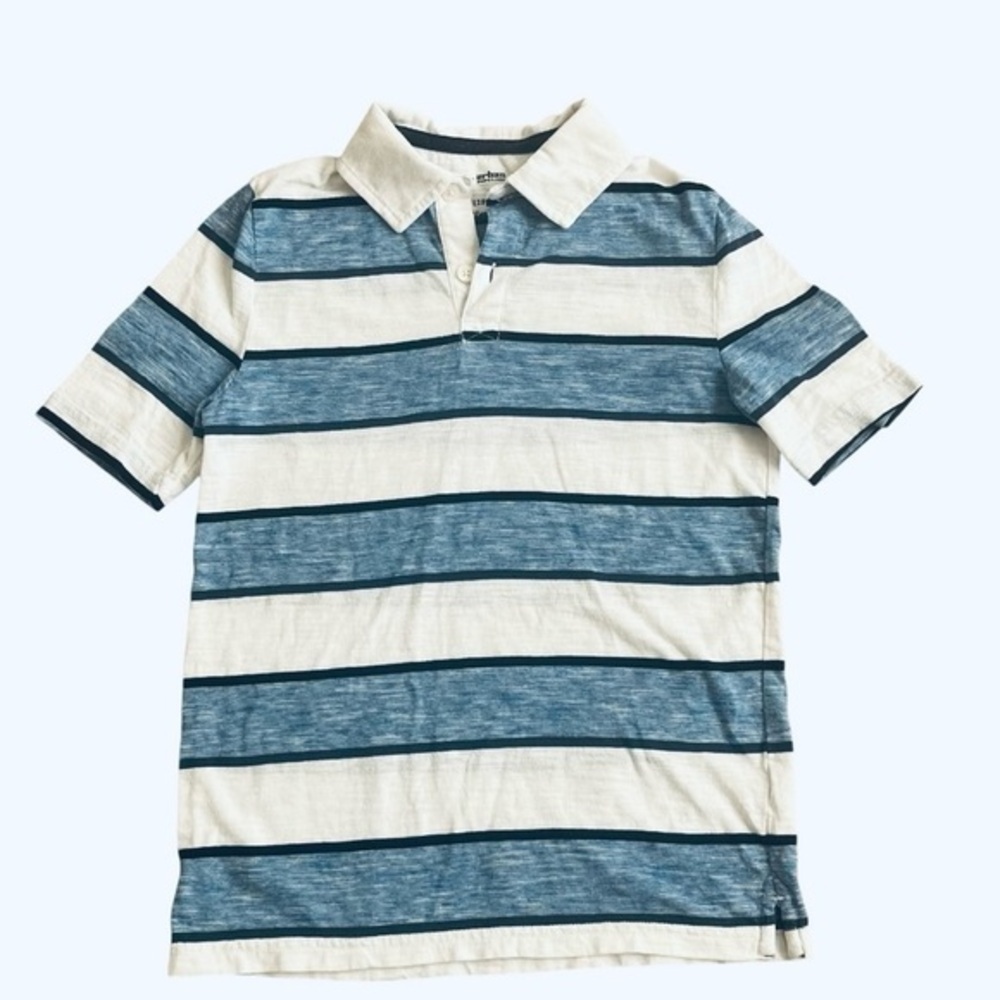 Urban Pipeline ultimate polo white blue striped short sleeve collar button Boy S